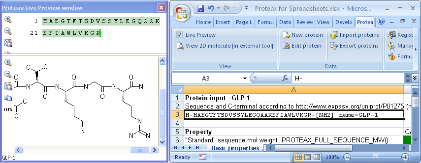 [Image: Viewing 2D chemical structure in Excel 2007.]